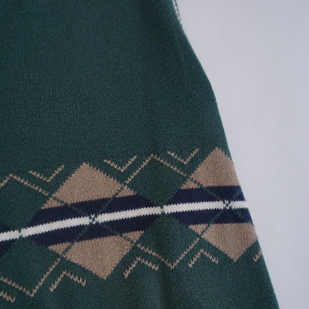 Vintage 90s Steve Strickland fairway sportswear green cotton knit v-neck Vest XL - Picture 7 of 8